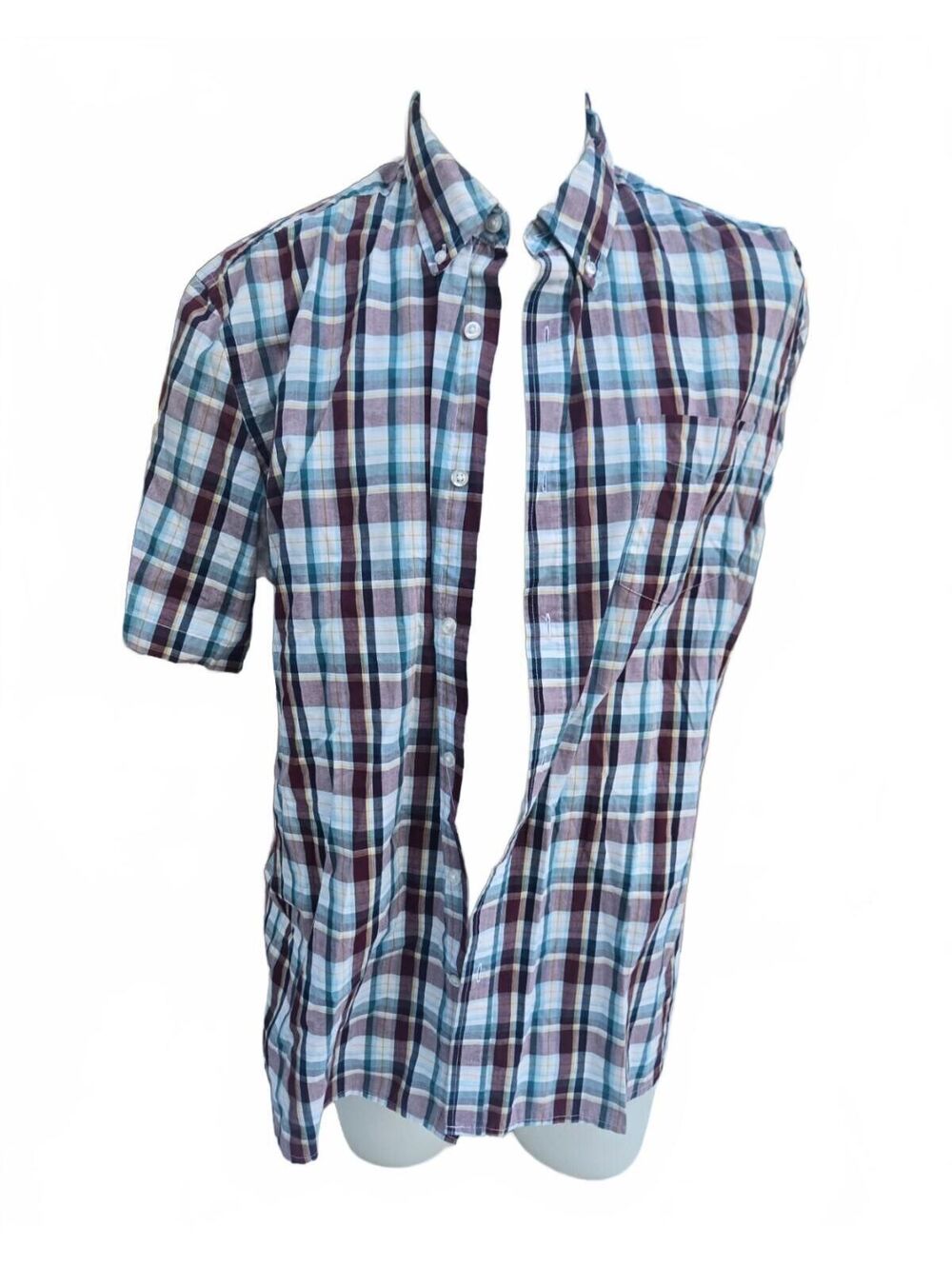 George Men's Relaxed Fit XL Plaid Short Sleeve Button-Up Shirt